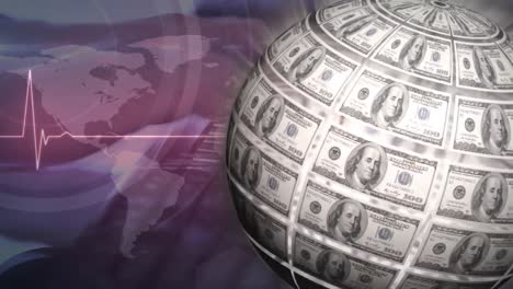 Animation-of-globe-formed-with-american-dollar-banknotes-and-data-processing