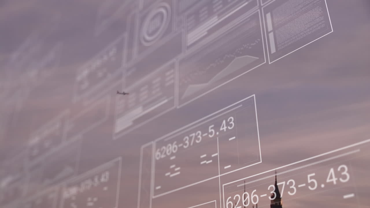 Animation of data processing over london cityscape