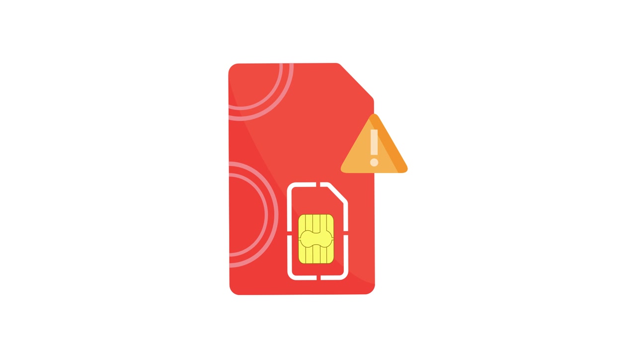 Cartão SIM Vermelho Animado com Ícone de Erro de Alerta