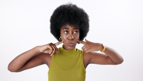 young woman making silly faces