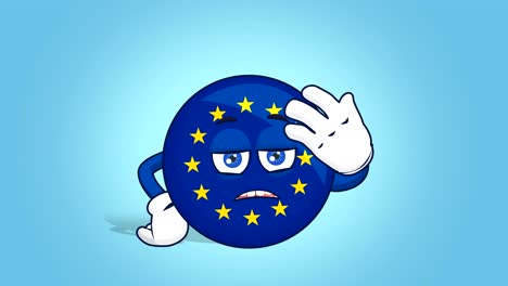 cartoon european union icon flag upset facepalm with face animation