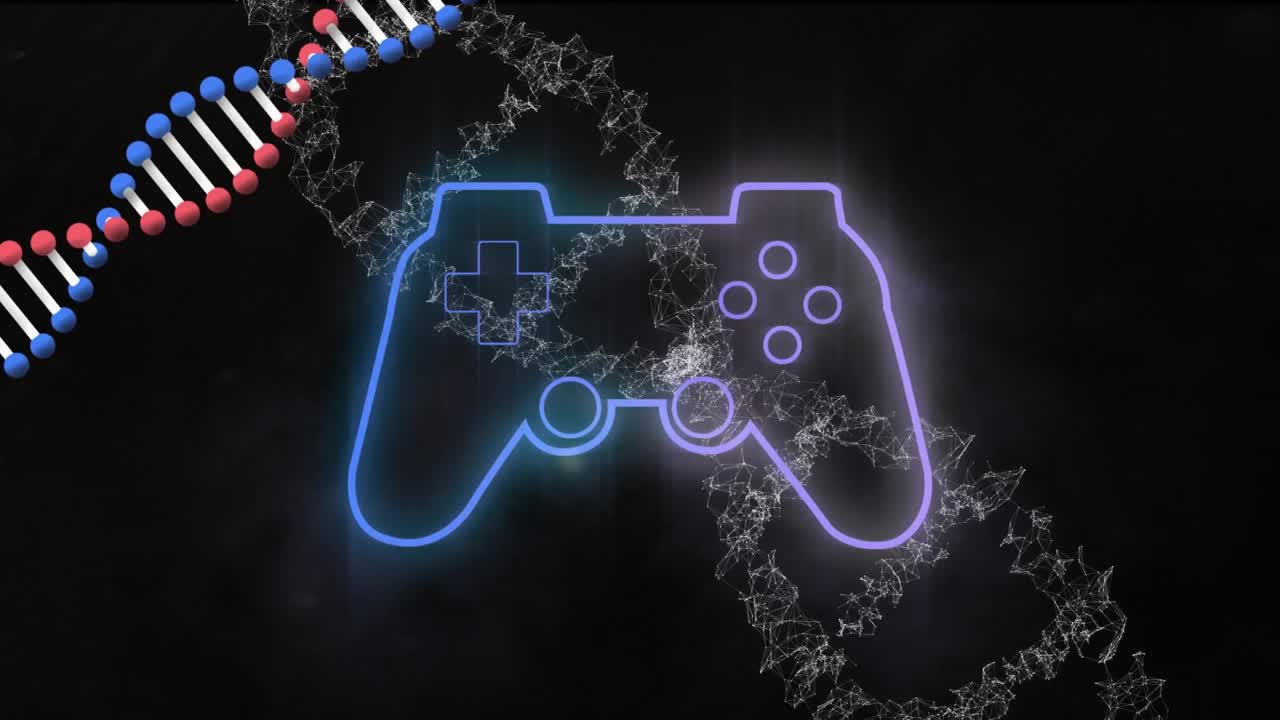 Animation of dna strands over gamepad icon
