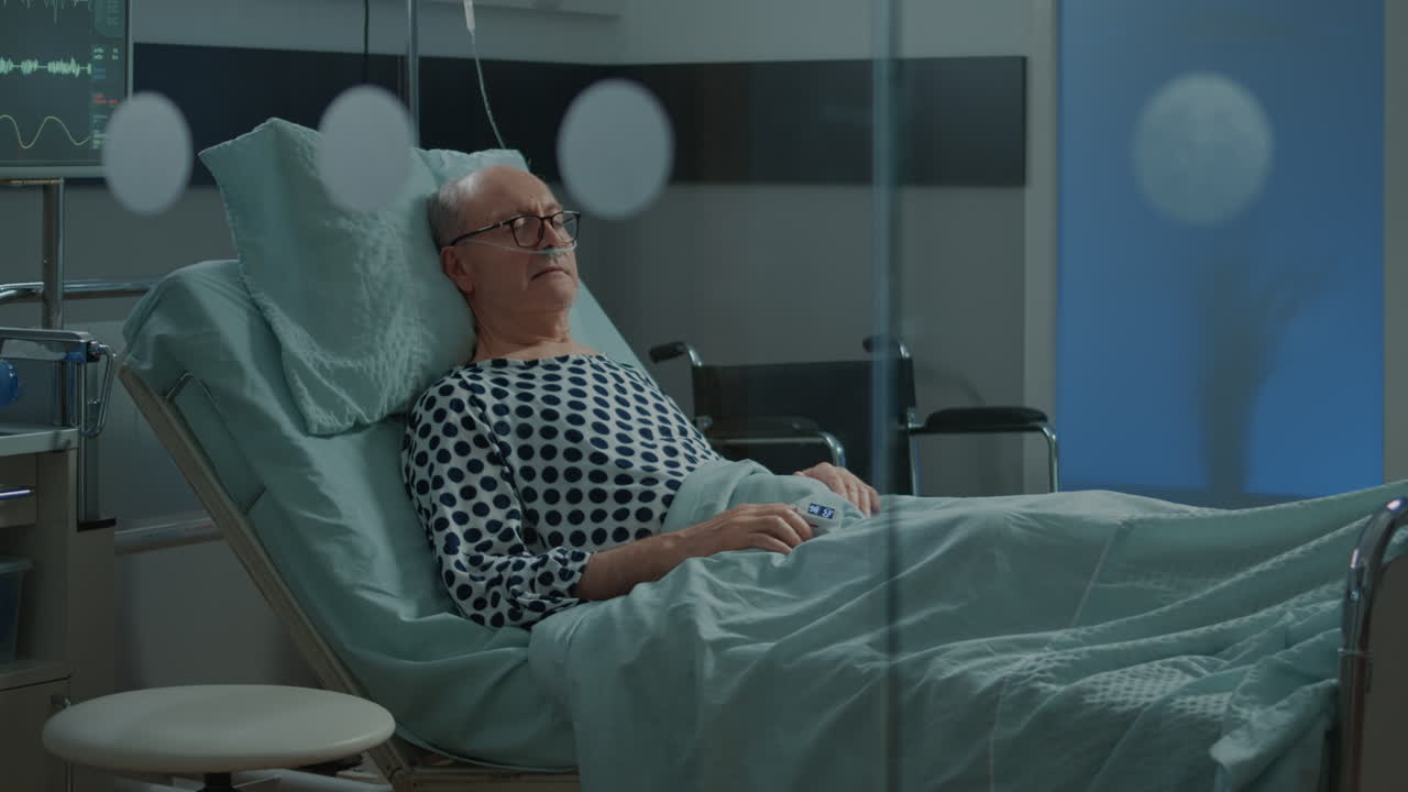 Sick patient sleeping in hospital ward bed at health facility