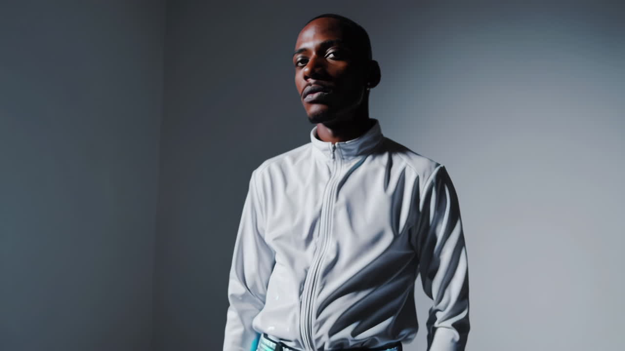 Close-up Portrait of a Man in a Light Grey Jacket