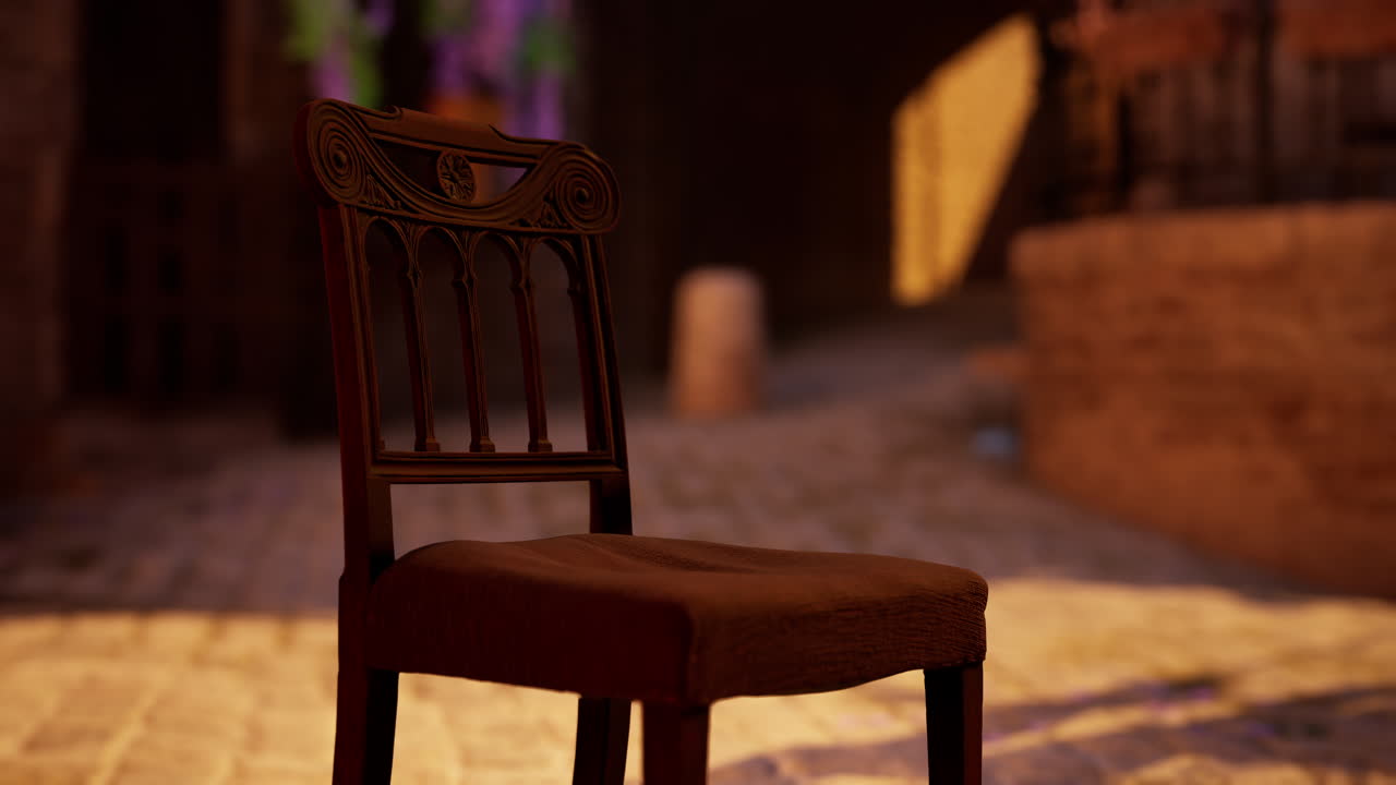 деревянный стул с подушкой на улице