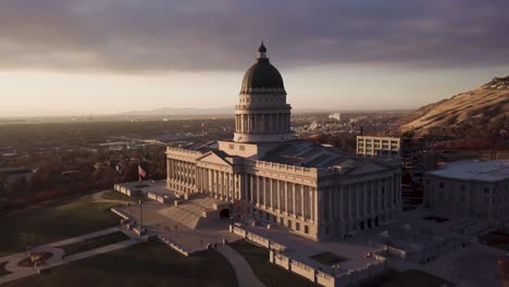 utah state capitol 4k drone point of interest at sunset