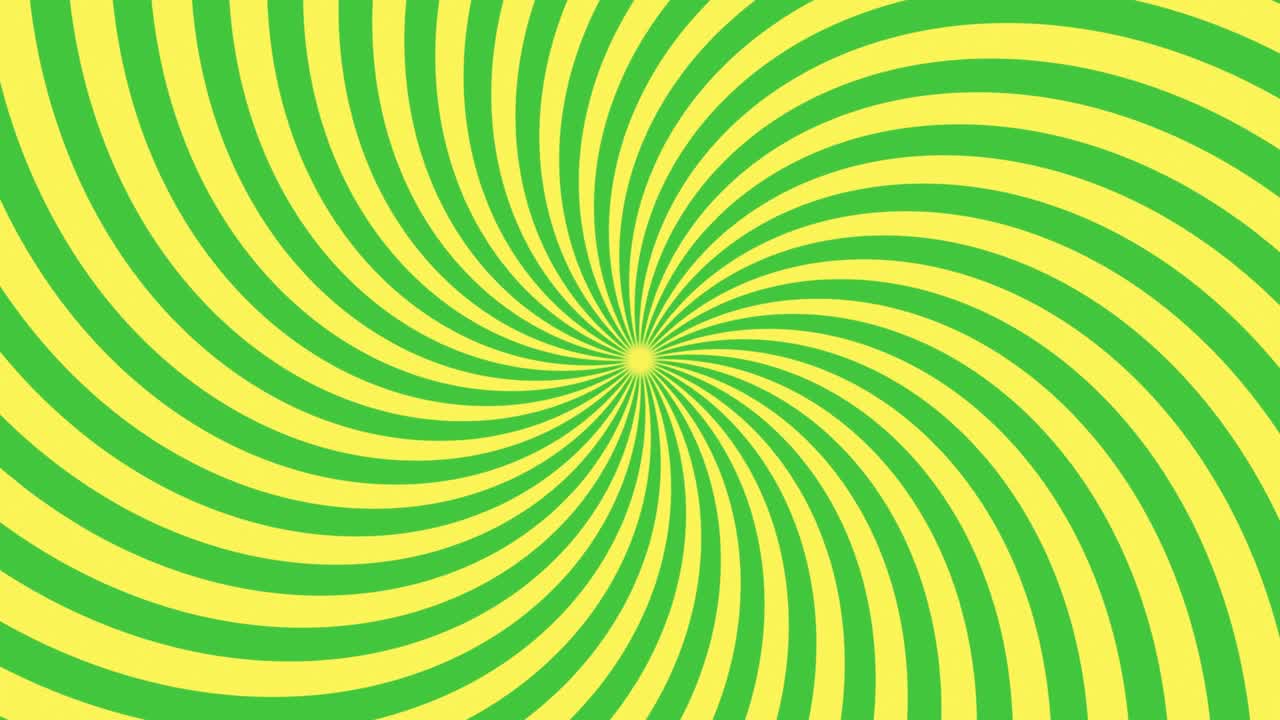 Curve green and yellow radial lines spin around the center of a background.