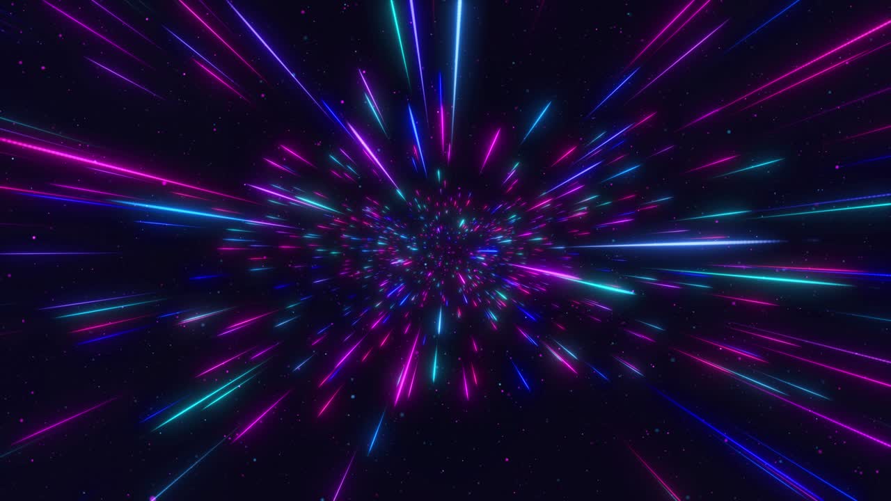 4k background of futuristic stream of neon rays particle trails communication technology information