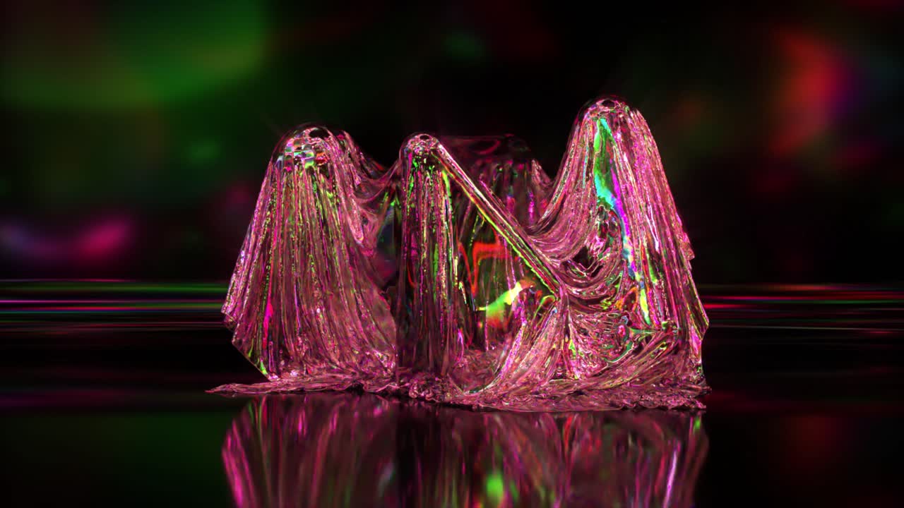 추상적인 iridescent draped 형태