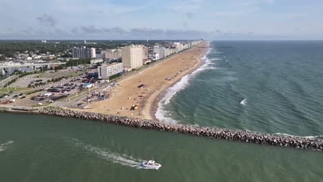 The-Virginia-Beach-Waterfront,-from-offshore,-as-viewed-from-above-Rudee-Inlet