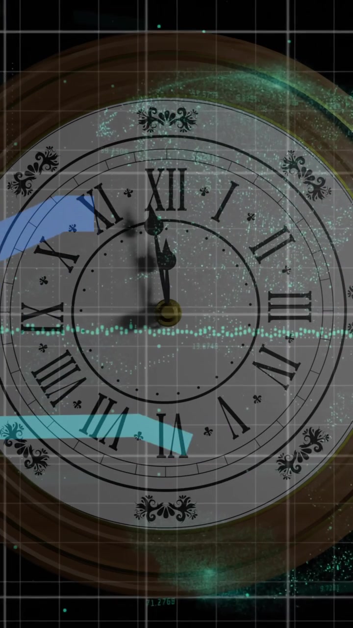 Animation of financial data processing over clock