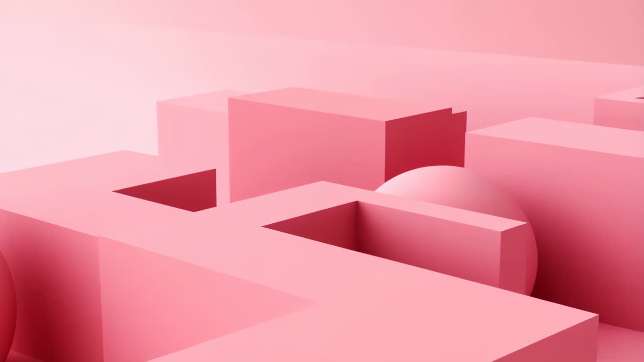 Abstract Pink Geometric 3D Shapes