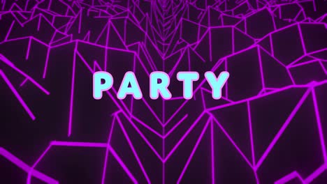 Animation-of-party-text-over-digital-mountains