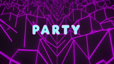 animation of party text over digital mountains