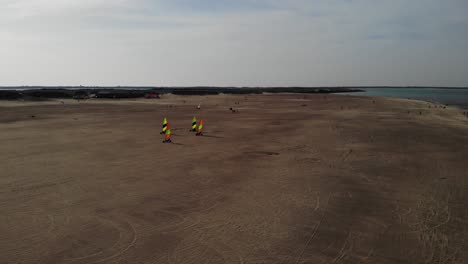 Land-Sailing-At-The-Beach-In-Brouwersdam,-South-Holland,-Netherlands-In-Summer