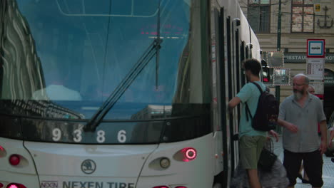 prague tram and city streets