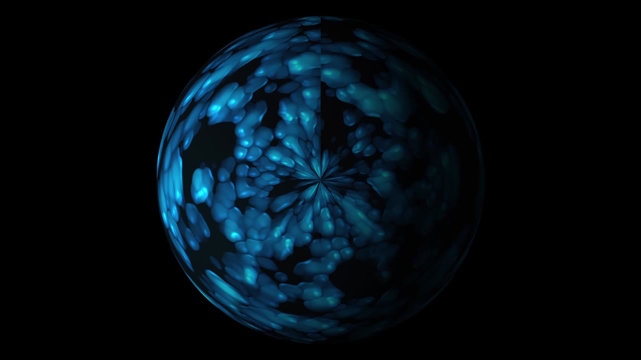 Digital colorful sphere with lighting circles in space, modern computer generated background, 3D render
