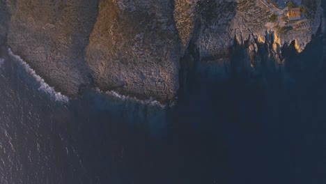 aerial view of rocky coastline and