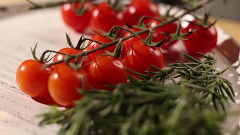 fresh cherry tomatoes with rosemary