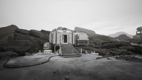 una base espacial futurista en un planeta desolado