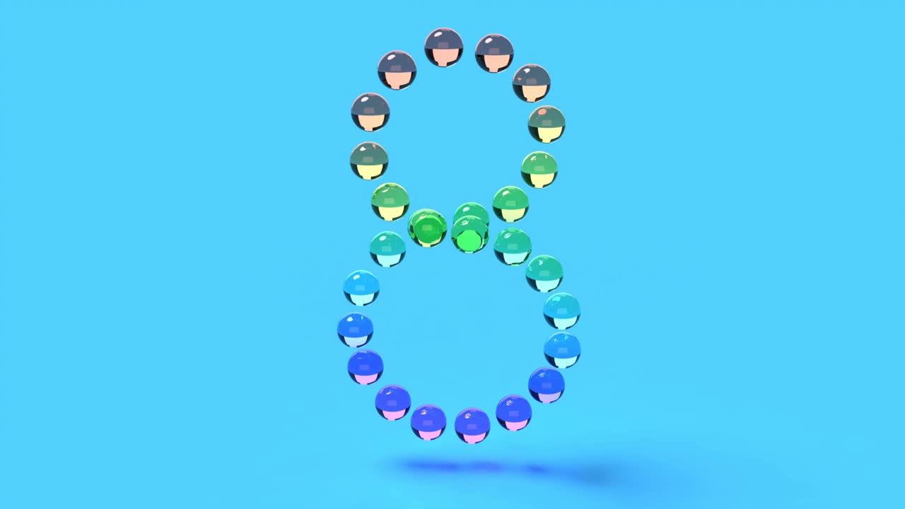 현대적인 3d 스타일의 컬러 글래스 8은 4k를 원활하게 루프 할 수 있습니다.