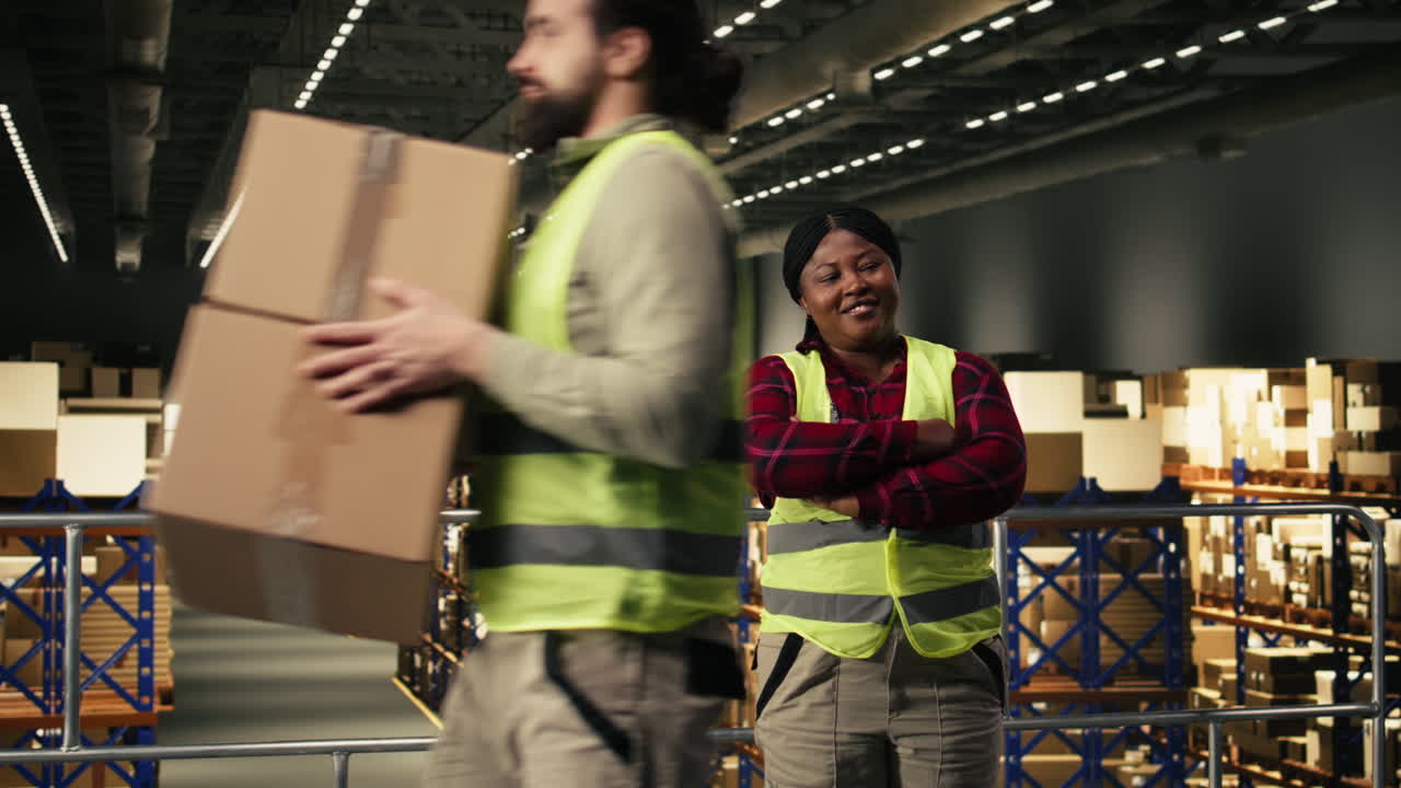 Confident Female Warehouse Worker Standing in Logistics Facility
