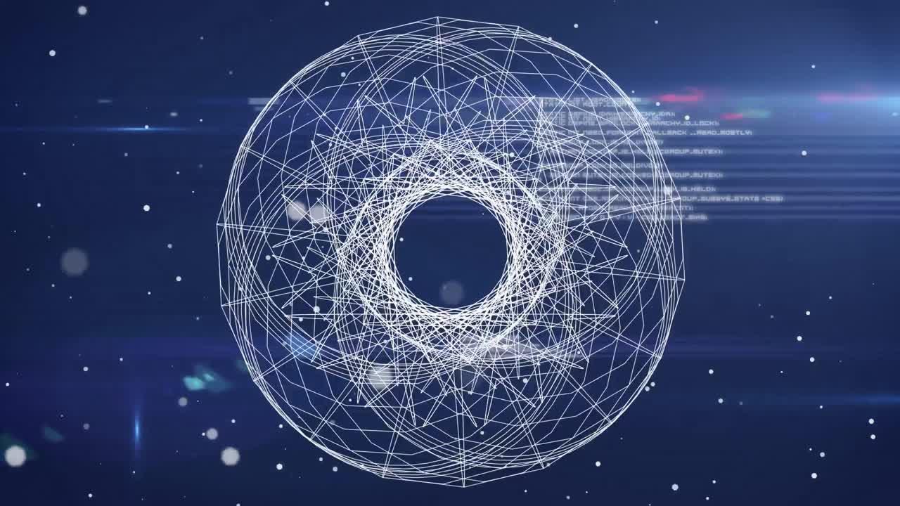 파란색 배경에 연결 네트워크와 데이터 처리의 애니메이션