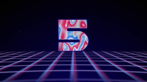 counting down from 10 to 0. synthwave wireframe net 80s. retro futurism background. 3d illustration render seamless loop
