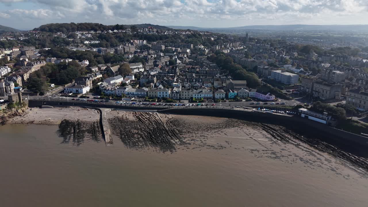Drone shot of Clevedon Pier, North Somerset, England