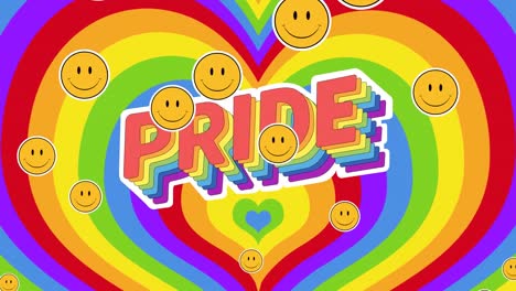 Animation-of-smiley-faces-and-pride-over-rainbow-heart