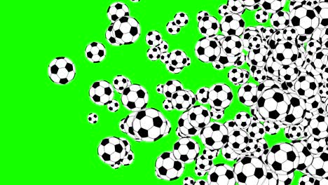 group of animated soccer balls elements on green screen chroma key