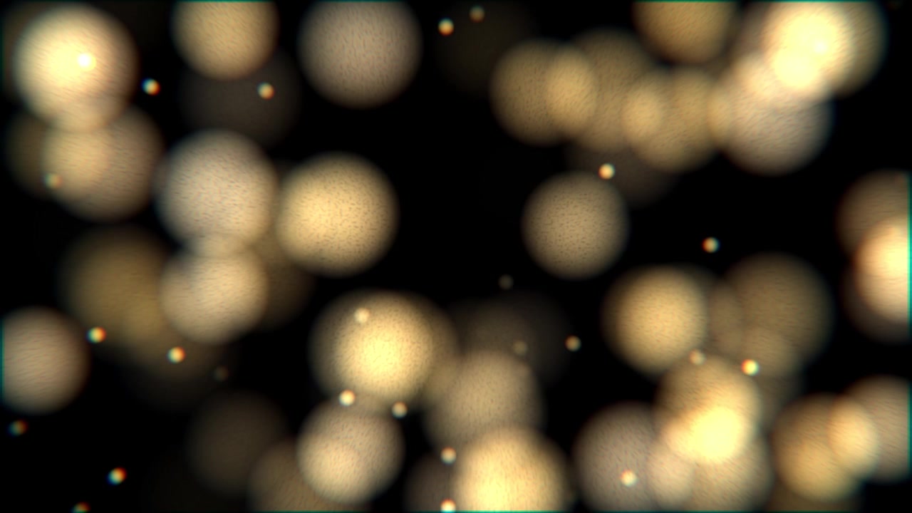 Luci bokeh dorate astratte fluttuanti su sfondo nero