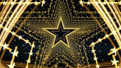 Star-Background-golden-in-Loop,-stage-video-background-for-nightclub,-visual-projection,-music-video,-TV-show,-stage-LED-screens,-party-or-fashion-show