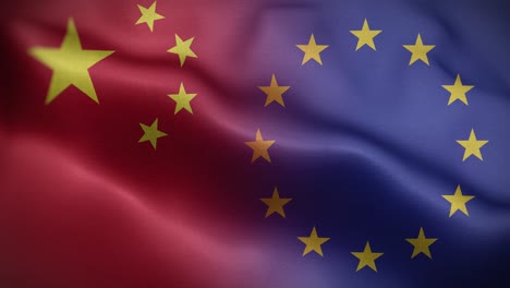 eu china flag loop background 4k