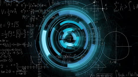 Animation-of-scope-scanning-over-mathematical-equations-on-black-background