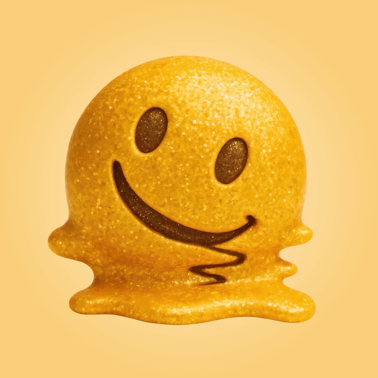 Playful melting smiley sculpture animation isolated asset, transparent 4K video, alpha channel