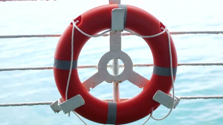 Lifebuoy on ferry, sea travel