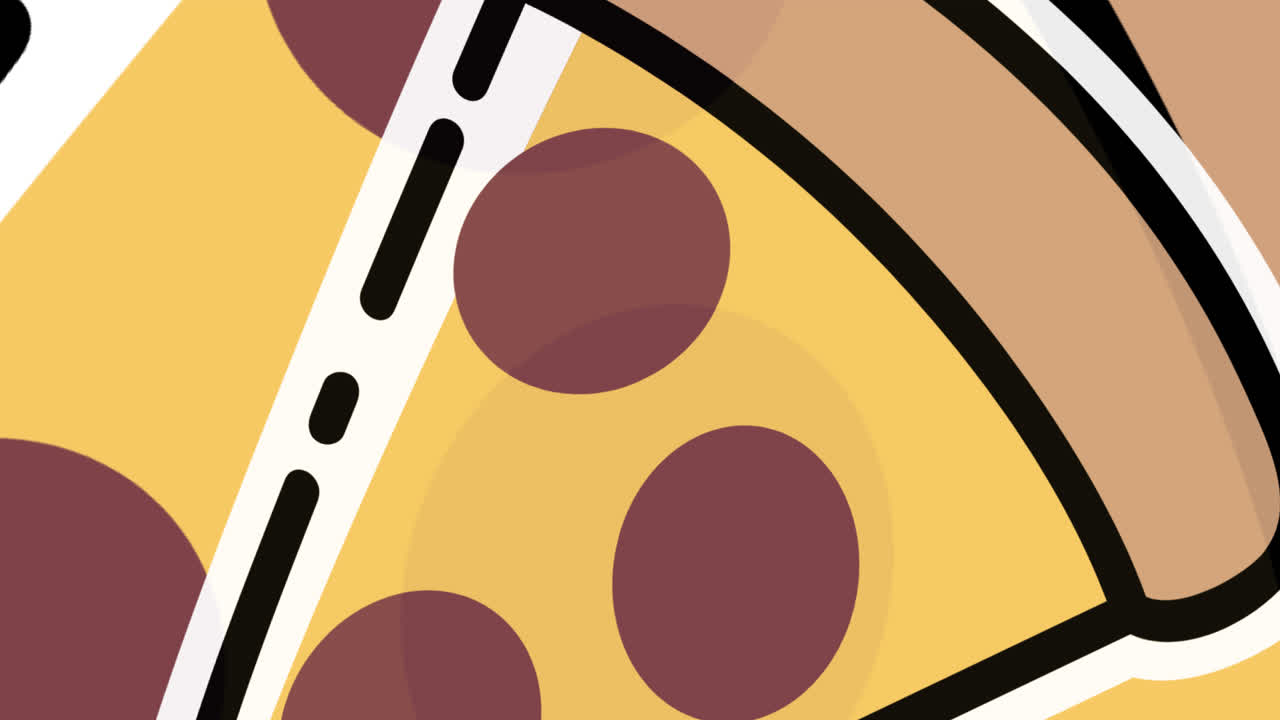 animación de múltiples iconos de pizza en un fondo blanco