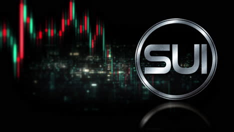 futuristic digital background highlighting advanced cryptocurrency and encryption technology, featuring blockchain networks and secure cryptographic systems : sui