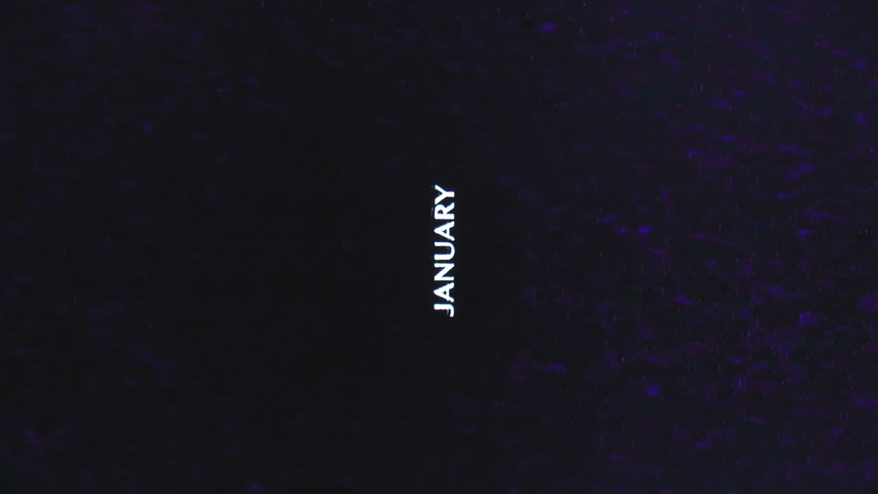 enero en texto blanco en ruidoso estático lleno de fondo azul negro, vertical