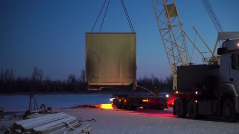 heavy equipment transport at night