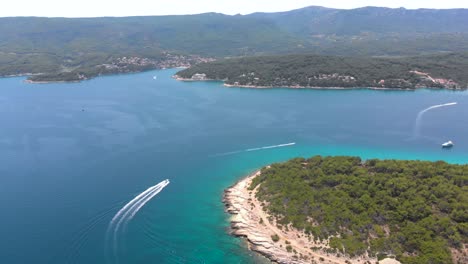 boats in tropical lagoon on croatia coast in adriatic sea