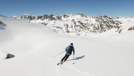 backcountry skiing in spring with stunning mountain landscape in the alps