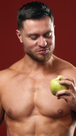 healthy food choices. healthy strong handsome man choosing food vertical video