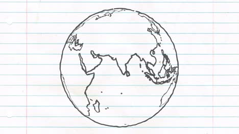 earth drawing paper cartoon hand drawn animation spinning globe world pen loop