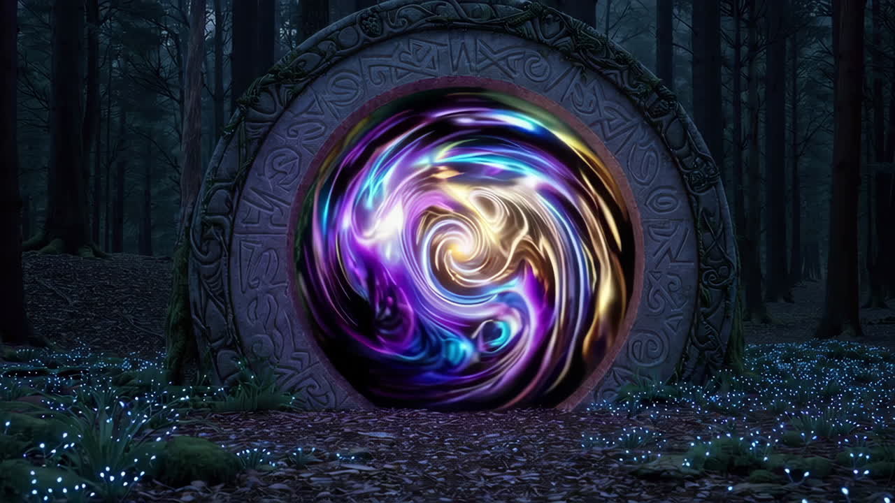 Mystical Portal in a Dark Forest