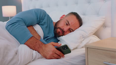 Jealous,-bed-and-woman-reading-phone-communication