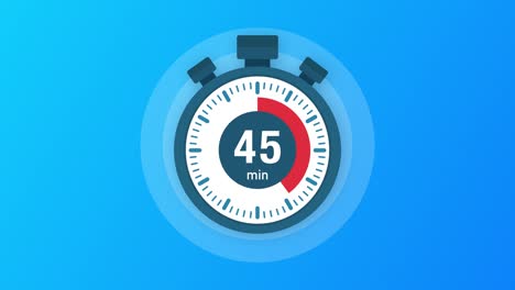 the 45 minutes, stopwatch icon. stopwatch icon in flat style, timer on on color background. motion graphics.