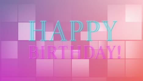 animación de texto de feliz cumpleaños de neón sobre cuadrados