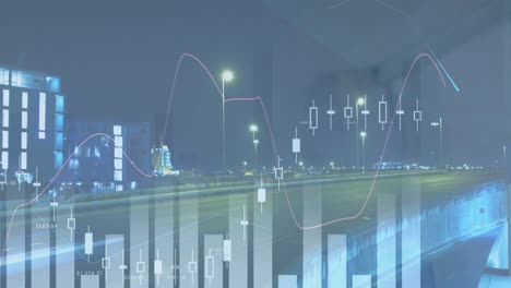 Animation-of-financial-data-processing-over-cityscape